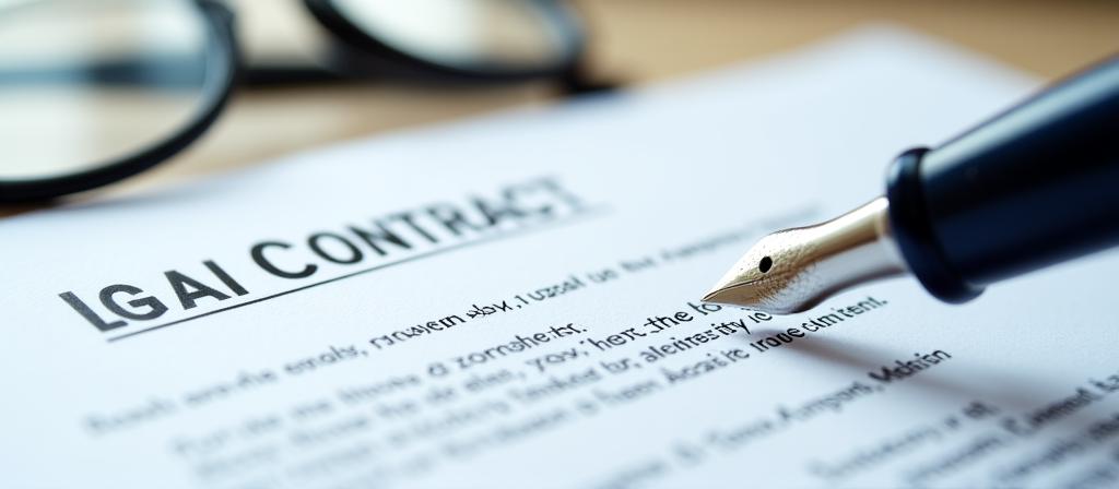 Close up of a legal contract with a fountain pen on top